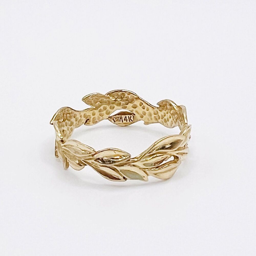 Na Hoku 14K Yellow Gold Leaf Ring Band Size 6.25 Signed - Picture 3 of 11